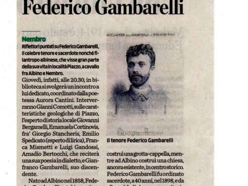 A Nembro una serata per il Tenore Monsignor Federico Gambarelli, voce dimenticata della terra bergamasca